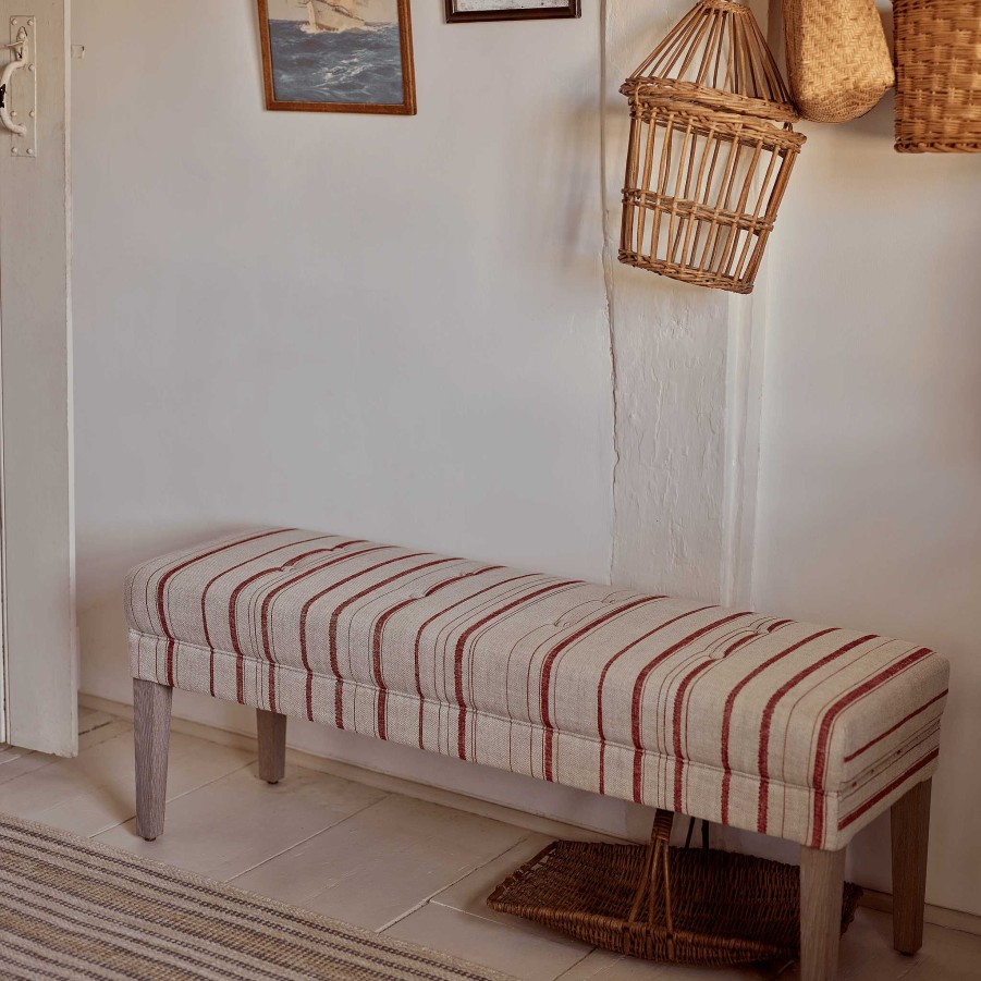 Neptune Rupert Stool, Red Carskiey Stripe Hot