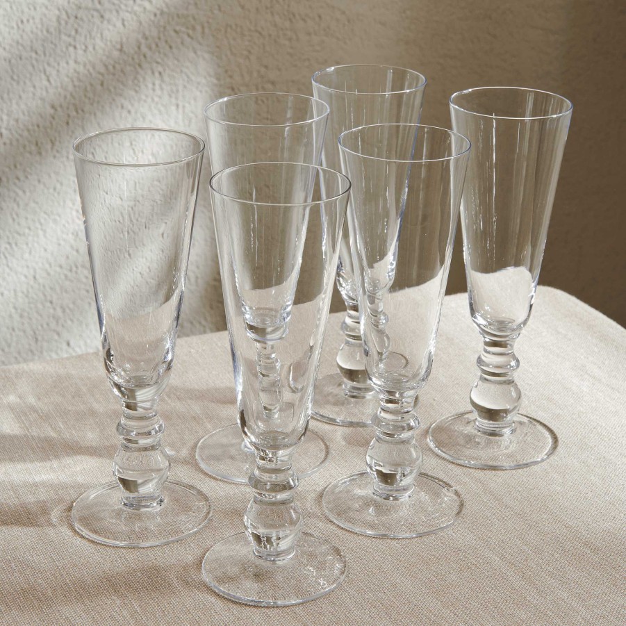 Neptune Greenwich Champagne Flutes, Set Of 6 Clearance