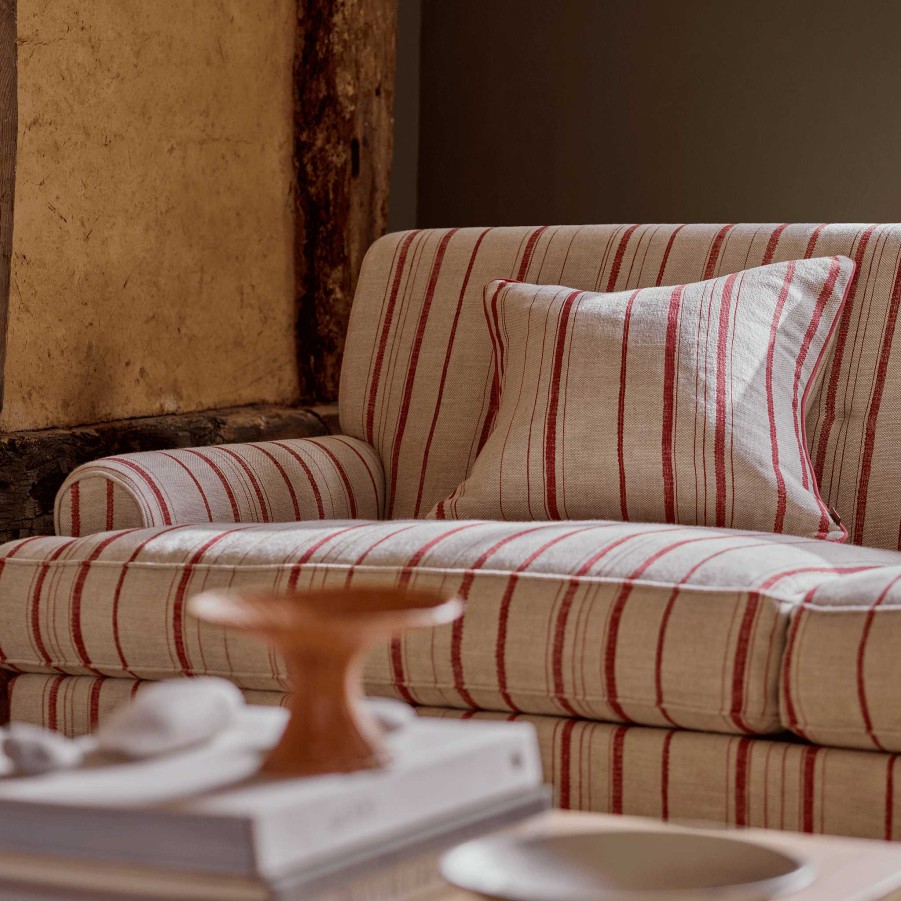 Neptune George Sofa, Red Carskiey Stripe Best